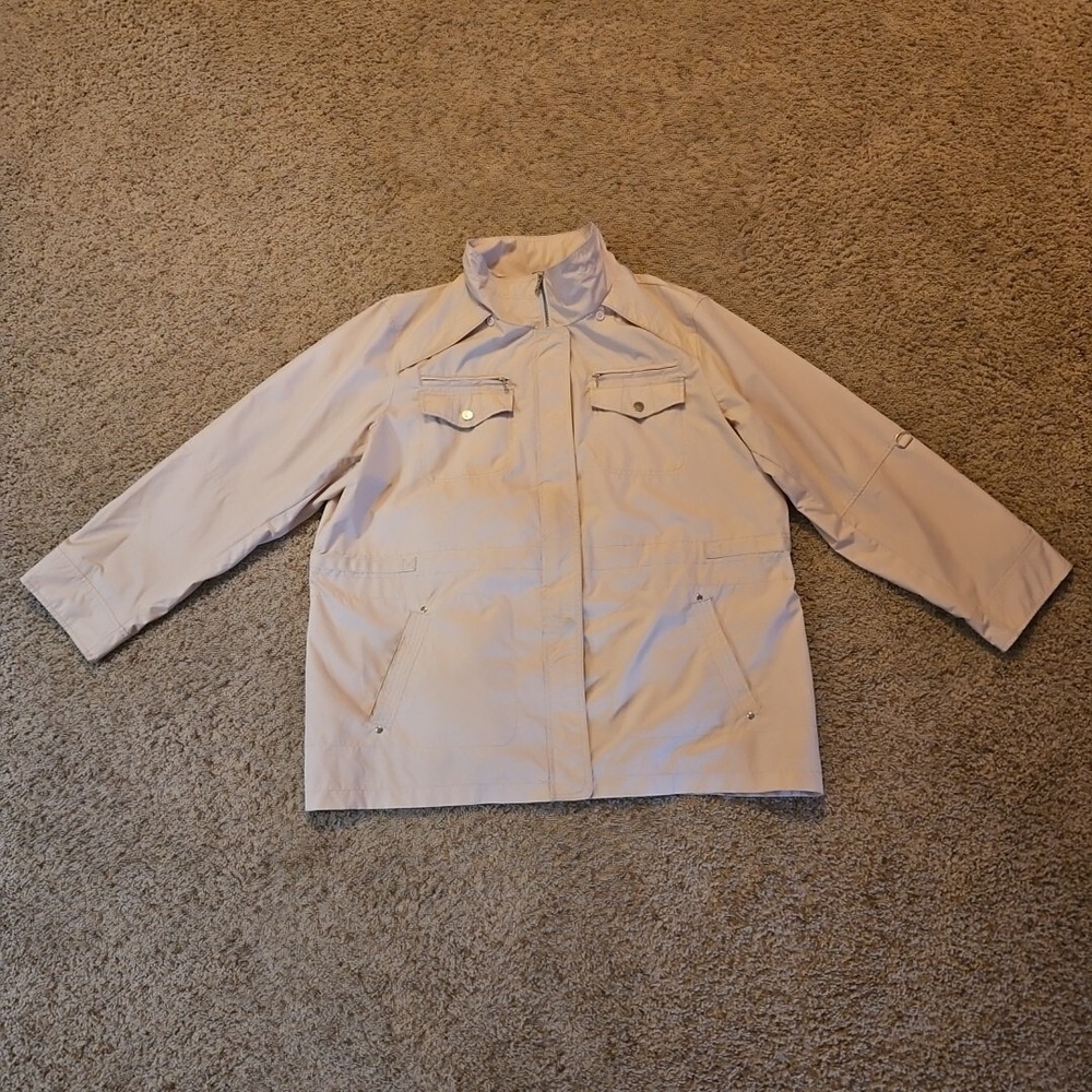 Details Intl Womens 2x Rain Coat‎ Full Zip Jacket Beige Some Light Markings
